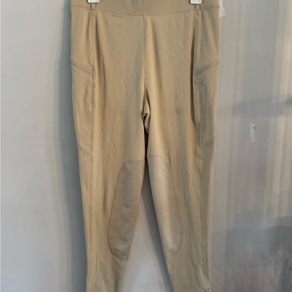 Tan Leggings with Pleats and Full Length